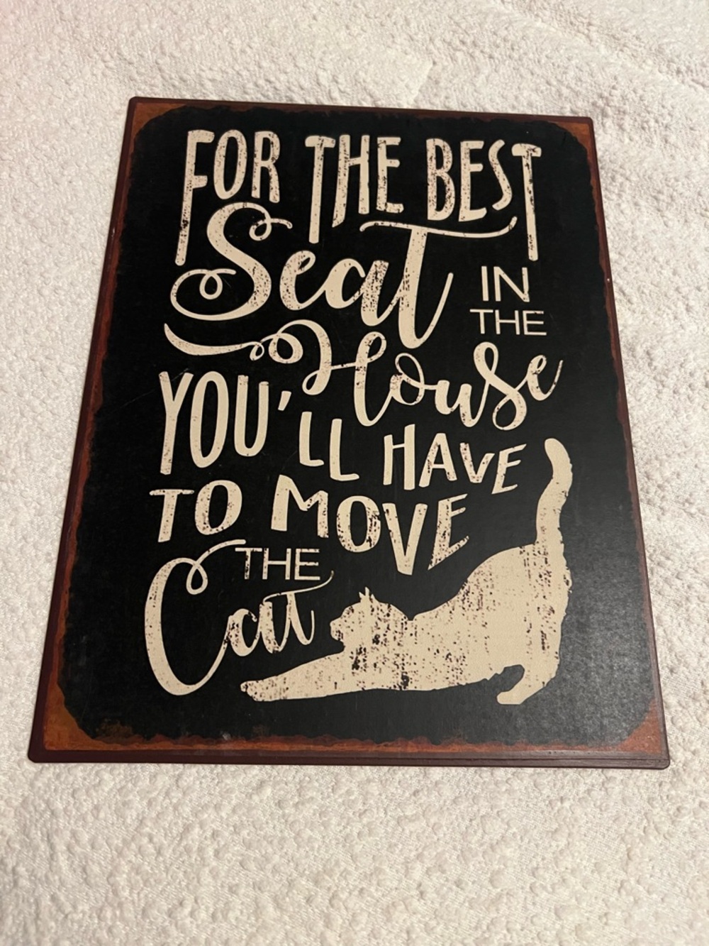 Black & Cream Cat Quote Wall Sign - Home Wall Decor